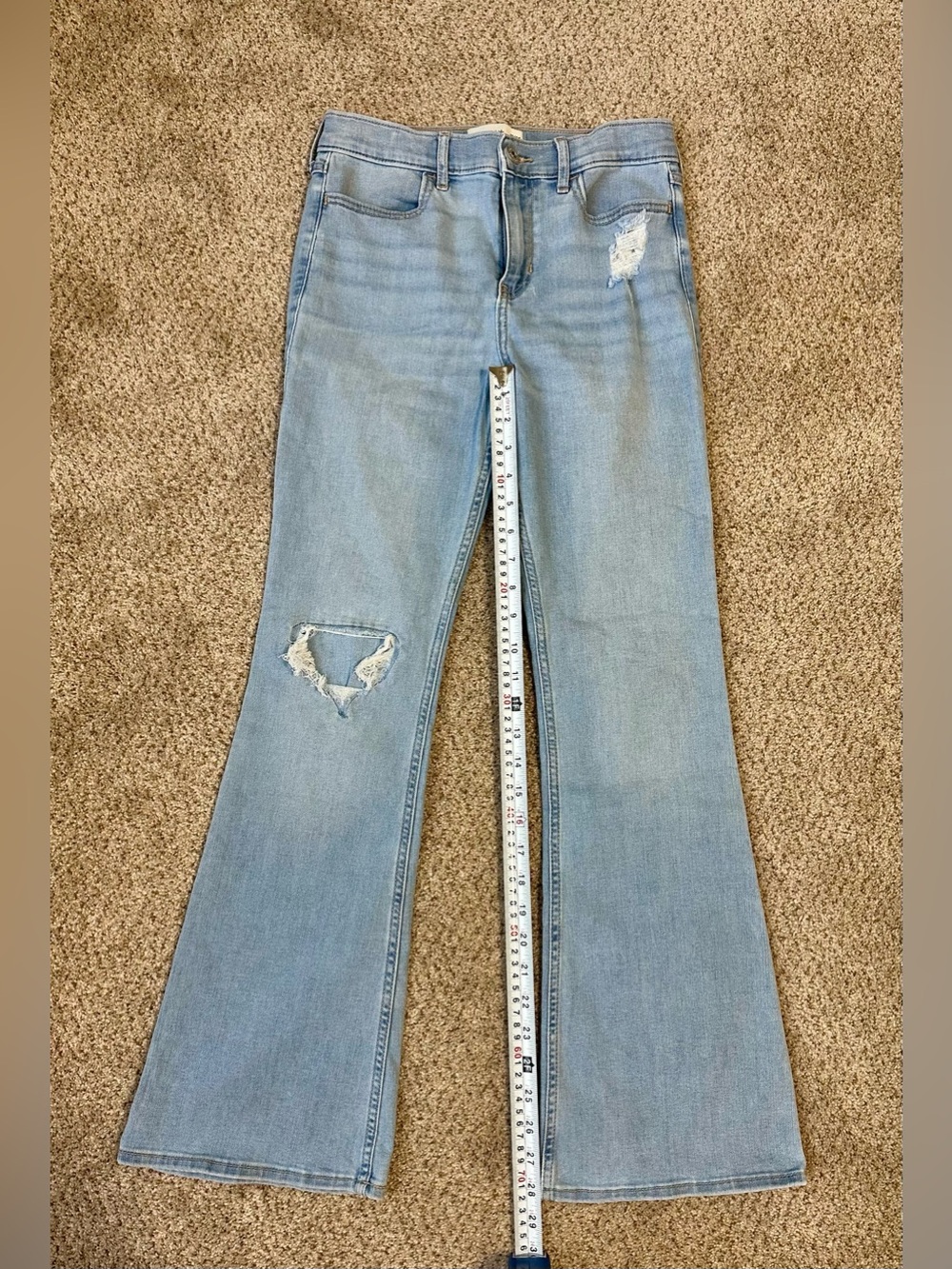 abercrombie kids Light Blue Distressed Flare Jeans